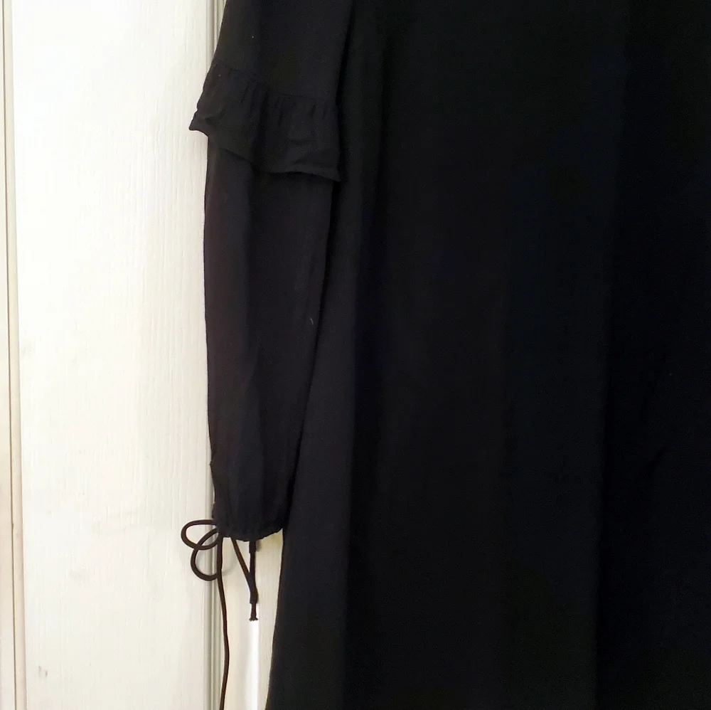 Sugar Lips Black lined long sleeve Tunic Dress with ties on sleeves S - Picture 3 of 8